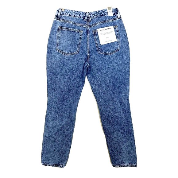 Good American Good Classic Denim Distressed Jeans Size 30 NWT Acid Wash - Picture 3 of 11